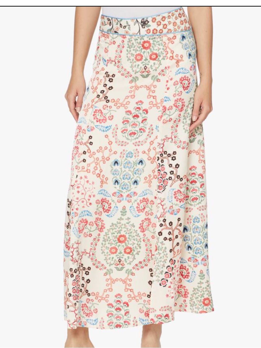 Ba&Sh Cream Maxi Skirt With Pink, Blue And Green Floral Motif